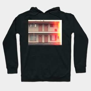 Pink Motel with swimming pool in Kodachrome Hoodie